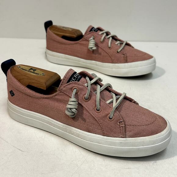 VERY GOOD Sperry Top-Sider Women's Crest Vibe Linen Sneaker Boat Shoe Red Pink 6 - Picture 4 of 10